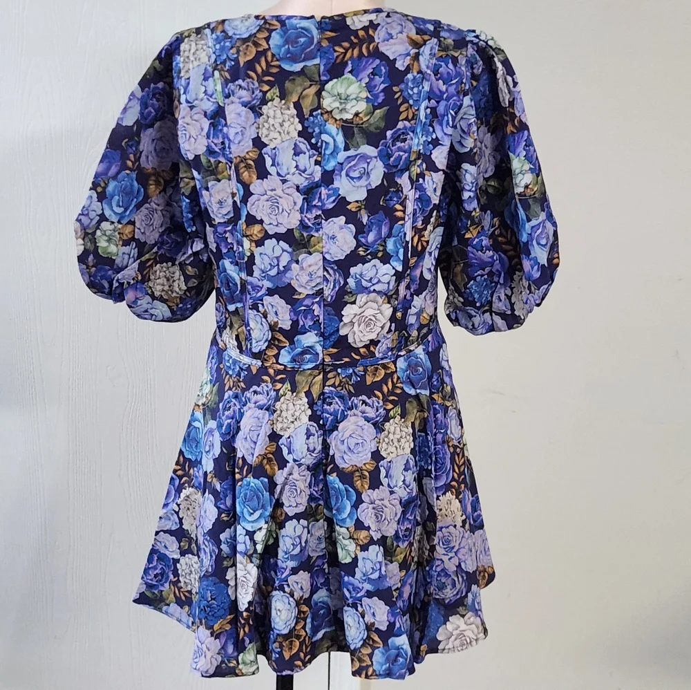 New!Rachel Parcell V-Neck Puff Sleeve Mini Dress - Picture 5 of 14